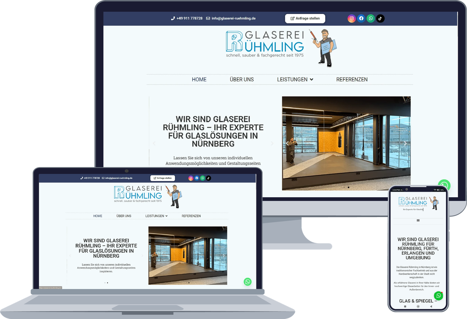 Glaserei Rühmling - Glaserei aus Nürnberg - Webdesign Kaiserslautern von LinkITUp