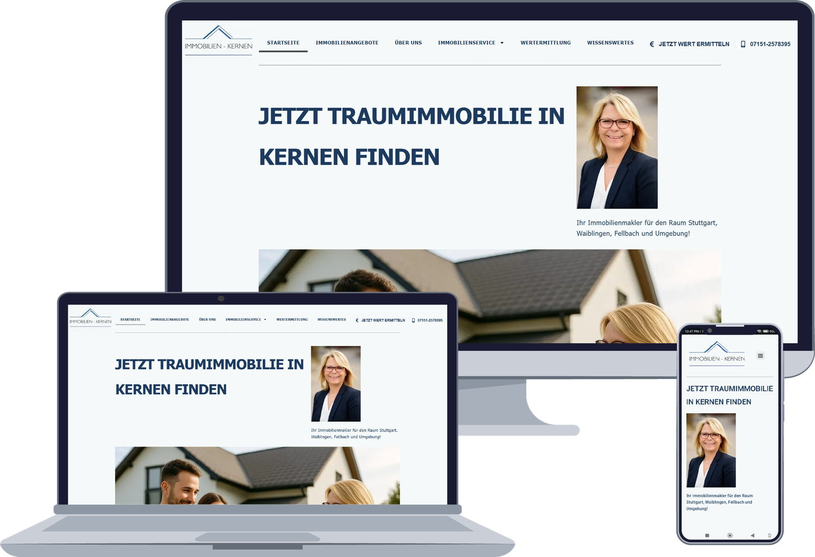 Immobilien Kernen Webseite - Immobilienmakler Kernen, Waiblingen, Fellbach und Fellbach - Webdesign Kaiserslautern von LinkITUp
