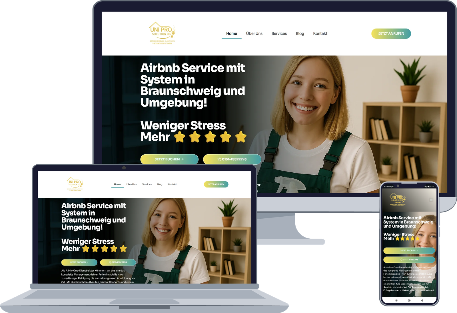 Uni Pro Solution Webseite - Airbnb Service Braunschweig - Webdesign Kaiserslautern von LinkITUp